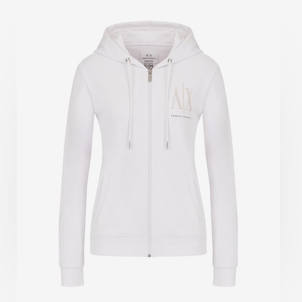 A/X Armani Exchange Women's Classic White Zip-Up Hoodie